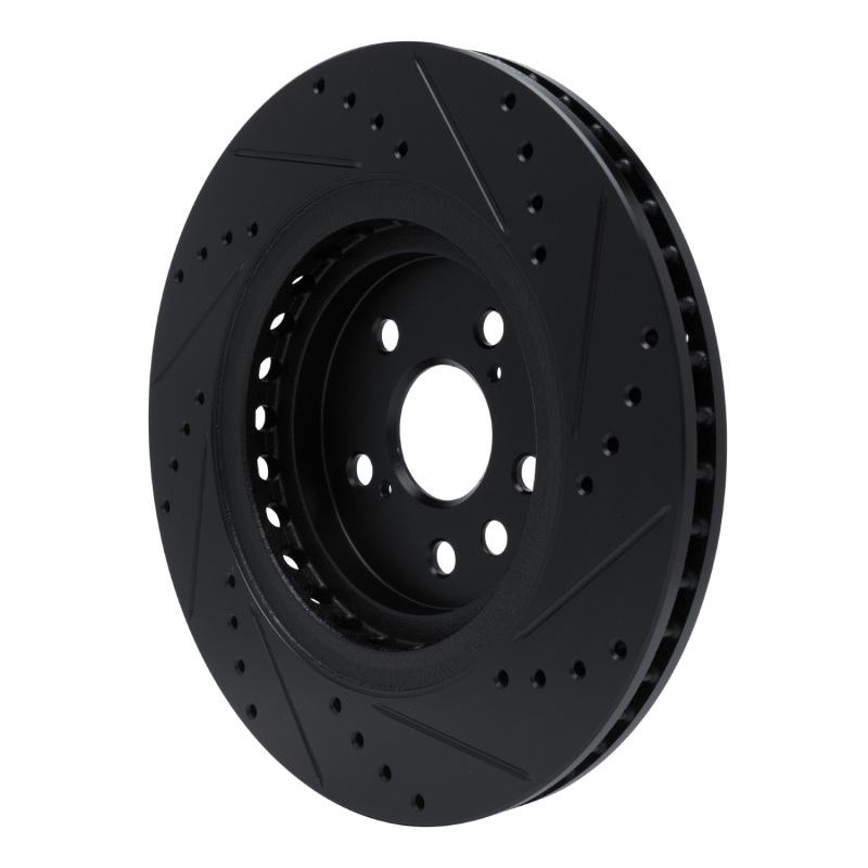 Lexus RX350h Brake Rotor (1) - Front Left - R1 Concepts - Drilled & Slotted - Black - `20-`25